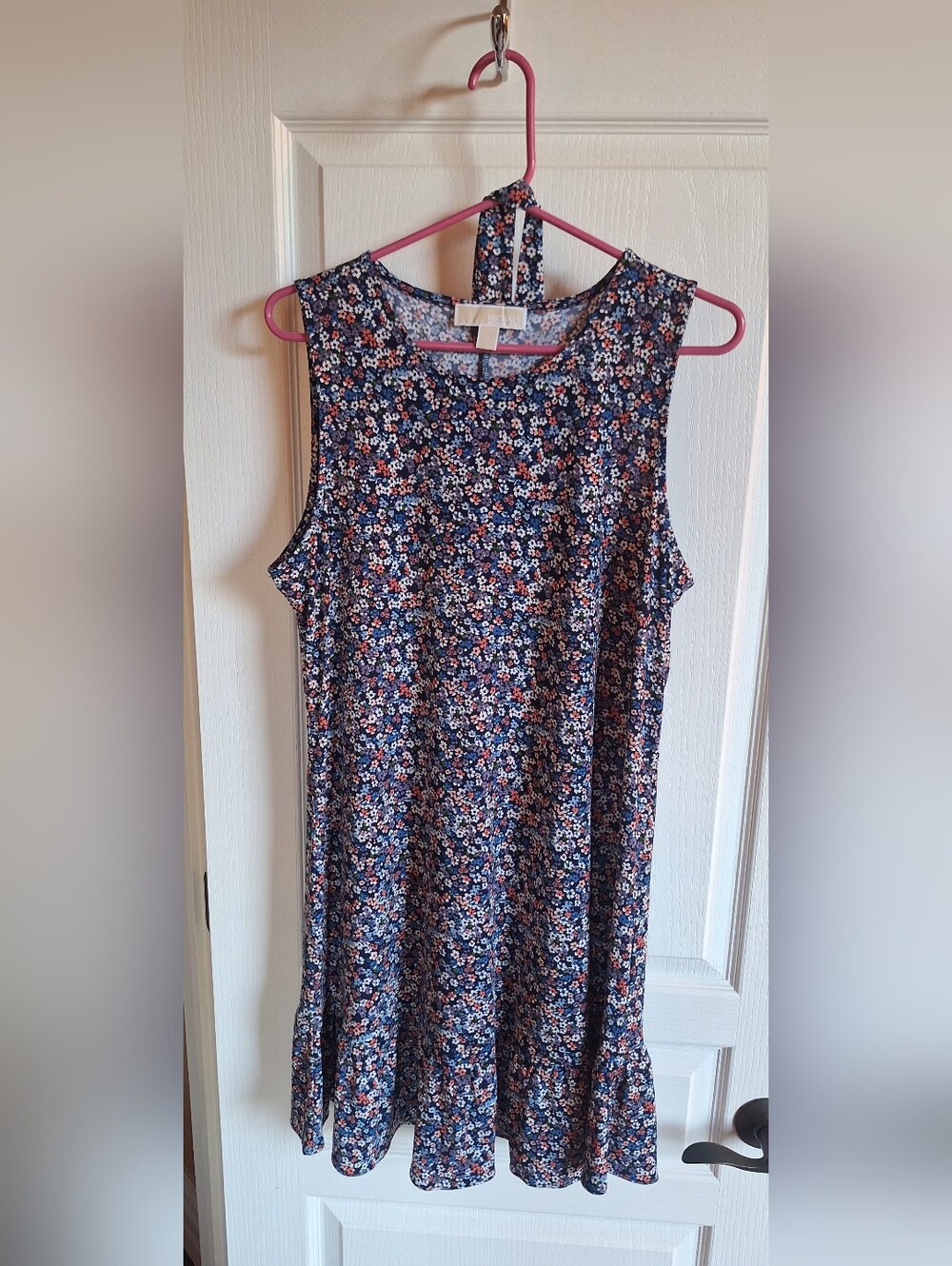Michael Kors Navy Floral Sundress with Pink, Blue & White Flowers